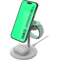 Green Cell MSST-GC-3IN1-W mobile device charger Headphones, Headset, Smartphone, Smartwatch White Wireless charging Auto
