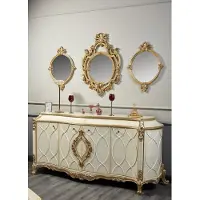 Casa Padrino Luxe Ensemble Salon Baroque Blanc / Or Antique - Commode baroque somptueuse et 3 miroirs muraux - Meubles baroques