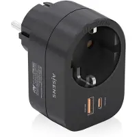 Aisens Boîtier de fusibles ASPS-1A1C07-BK Noir 3680 W 16 A