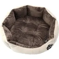 Love Story - Coussin rond, diamètre 60 cm, motif patchwork, couleur noisette beige