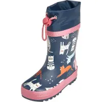 Playshoes Bottes en caoutchouc 'Katzen' marine / orange / éosine / blanc cassé