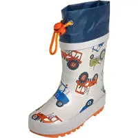 Playshoes Bottes en caoutchouc marine / bleu clair / gris clair / orange foncé