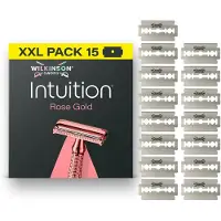 Wilkinson Sword Rasoir de sécurité Intuition Rose Gold pour femmes, pack de 15 rasoirs
