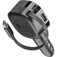 Cellularline Retractable Car Charger Chargeur voiture 60W avec câble rétractable