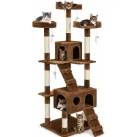 Bakaji : Arbre à gratter pour chats, en sisal, avec espace de jeu, maison pour chats, griffoir, pour l'entretien des griffes