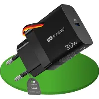 Conecto Chargeur USB-C, bloc d'alimentation USB, 1x 30 Watt PD port USB-C, GaN chargeur rapide, chargeur de téléphone portable, détection automatique du courant de charge, noir