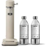 AARKE Carbonator 3, Appareil à gazéifier l'eau en acier inoxydable avec 2 x bouteilles sans BPA, finition sable
