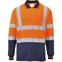 Portwest Polo Bicolore Manches Longues Couleur : Orange/marine Taille S -