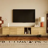 StarTech.com Meuble TV - Style moderne - 5 portes - Fabriqué en MDF et en panneaux de particules - Dimensions : 191 x 38 x 46,5 cm - Design unique