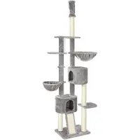 Feandrea Arbre à gratter , arbre pour chats, hauteur totale de 2,4 à 2,6 mètres, couleur gris clair, modèle PCT110W01
