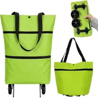 INF Sac de courses pliable avec roulettes - Vert
