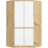 Akord Armoire D'angle 4 Portes Chêne Artisan/Blanc 100X50X180