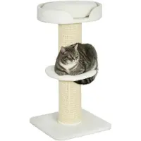 PawHut Arbre à chat petit modèle 91 cm avec lit pour chat et plate-forme en Laine crème