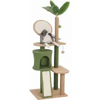 PawHut Arbre à chat 139 cm avec niche, pour chats jusqu'à 5 kg, vert