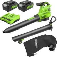Greenworks Aspirateur-souffleur de feuilles 48V (24V x 2) sur batterie - Souffleur avec sangle pour l'épaule, moteur sans balais