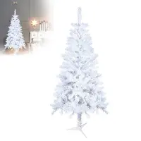 XMTECH Arbre de Noël artificiel 120 cm - Sapin de décoration en épicéa, y compris support en plastique pour arbre de Noël, décoration de Noël blanc