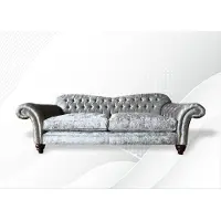 AEA Canapé 3 places 3 sièges canapé Chesterfield rembourré siège garniture velours gris Nouveau