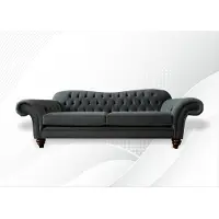 AEA Canapé XXLarge, 4 places, style Chesterfield, revêtement en cuir et textile, couleur gris