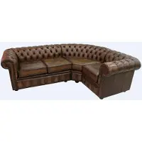 AEA Canapé d'angle Canapé en cuir marron Polster Eck Couch Garniture Sitz Design Chesterfield