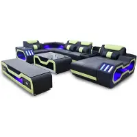 AEA Ecksofa U-Form schwarz Wohnlandschaft Couch Polster Eckgarnitur Sofa