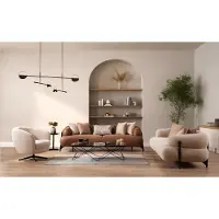 AEA Sofagarnitur 3+3+1 Sitzer Textil Holz Sofa 3 Sitzer Modern Sessel Komplett Set