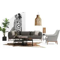 AEA Ensemble de canapés Trois places Fauteuil Moderne Tissu Gris Salon Set