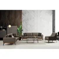 AEA Salon complet Ensemble de canapés 2x 3 places Tissu Fauteuil 3pcs