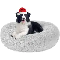 Merkloos Lit rond moelleux pour chiens et chats, en peluche
