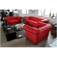 AEA Chesterfield Couch Polster Sofas Sofa Couchen Leder Sofagarnitur 3+2+1 #396
