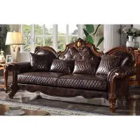 AEA Geschnitzte Barock Wohnzimmer Möbel Sofa Leder Couch Dreisitzer Sitz Polster