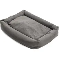 Merkloos Lit rectangulaire pour chien et chat - Coton doublé de tissu gris foncé, dimensions 70x50 cm
