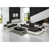 AEA Design XXL Big Canapé Canapé d'angle avec USB Canapé en cuir Coussin d'angle Paysage de salon