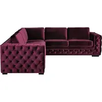 AEA Burgund Ecksofa Chesterfield Samt Stoff Möbel Wohnzimmer Modern Design Sofa