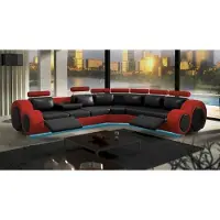 AEA Leder Sofa mit USB Design Sofa Ledercouch Wohnlandschaft Eckcouch "BERLIN