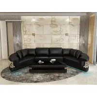 AEA Wohnlandschaft Trapez Förmige Rund Ecksofa Sofa Runde Couch Polster U-Form + USB