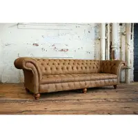 AEA Chesterfield Marron Canapé Coussin 4 places Canapé Siège Garniture Canapés Nouveau