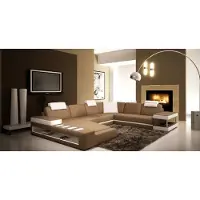 AEA Canapé en cuir Canapé d'angle Paysage de salon Designer Canapé Lumière Coussin Hallstadt -B