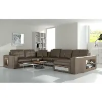 AEA Design Wohnlandschaft Ledersofa Ecksofa Eckcouch Polster Sofa Ecke USB + LED