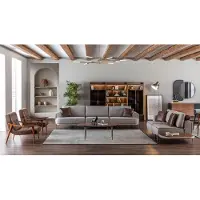 AEA Stoffsofa Sofagarnitur Stoff Sofas Grau Sofa 32 Sitzer Couchtisch Möbel