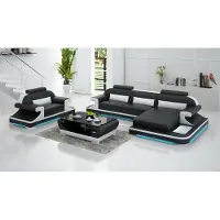 AEA Ledersofa Couch Wohnlandschaft Ecksofa + Sessel Garnitur Design Sofa G8021E