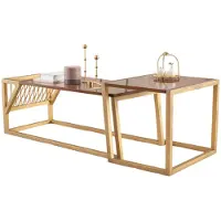 AEA Satztisch Couchtisch aus Nussbaumfurnier mit Ablage 120x50 50x50