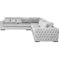 AEA Ecksofa Silber Couch Eckgarnitur Polster Wohnlandschaft Samt Stoff Möbel Design