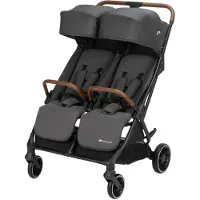 Bebeconfort Mane, poussette jumelle duo, 0+ à 22kg, système de pliage automatique, arceaux de sécurité pivotants, habillage pluie, sac de 8 kg, Mineral Graphite