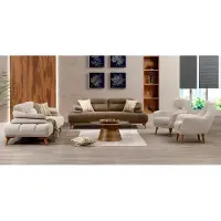 Xl Moebel Gmbh Moderne weiße Stoff-Sofagarnitur mit Holzrahmen, 4-teiliges