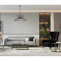 AEA Couchgarnitur Zweisitzer Sessel Stoffsofa Grau Couch Sofa Polstersofa
