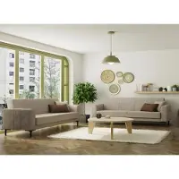 AEA Dreisitzer Garnitur Couch Grau Stoffsofas Polstersofa 2tlg Schlafsofas