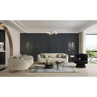 AEA Sofagarnitur Dreisitzer Sessel Beige Stoffsofas Couch 3tlg Polstersofa