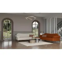 AEA Dreisitzer Sofagarnitur Stoffsofa Sofa Couch Orange Polyester Weiß 2tlg
