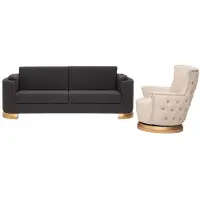 AEA Modern Sofagarnitur Grau Dreisitzer Textil Sitzgruppe Beige Sessel 3+1 Sitzer