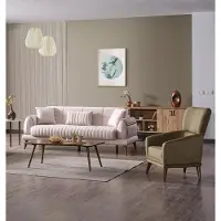 AEA Wohnzimmer Sofagarnitur Sessel Luxus Couch Set Sofa 3 Sitzer Beige Sessel